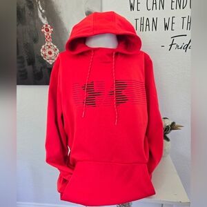 Under Armour Coldgear Mens Red-orange Loose Fit Hoodie Size Xlarge